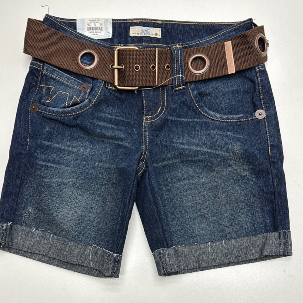 SO Women’s 0 (juniors) Belted Blue Jean Shorts